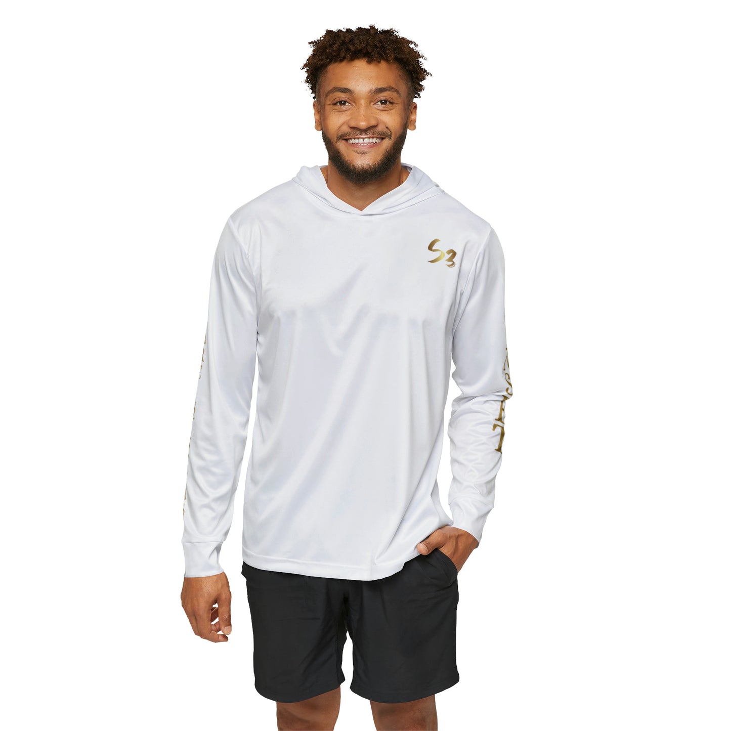 White Men's Sports Warmup Hoodie (AOP)