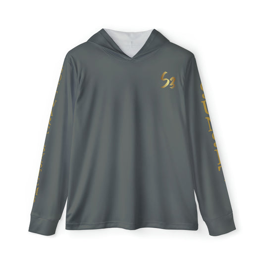 Grey Men's Sports Warmup Hoodie (AOP)