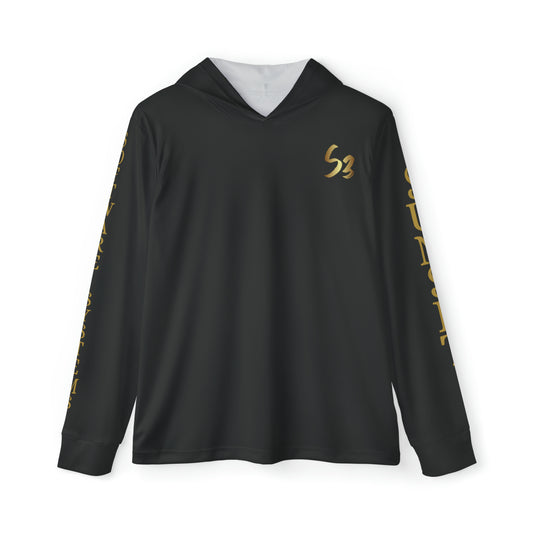 Black Men's Sports Warmup Hoodie (AOP)