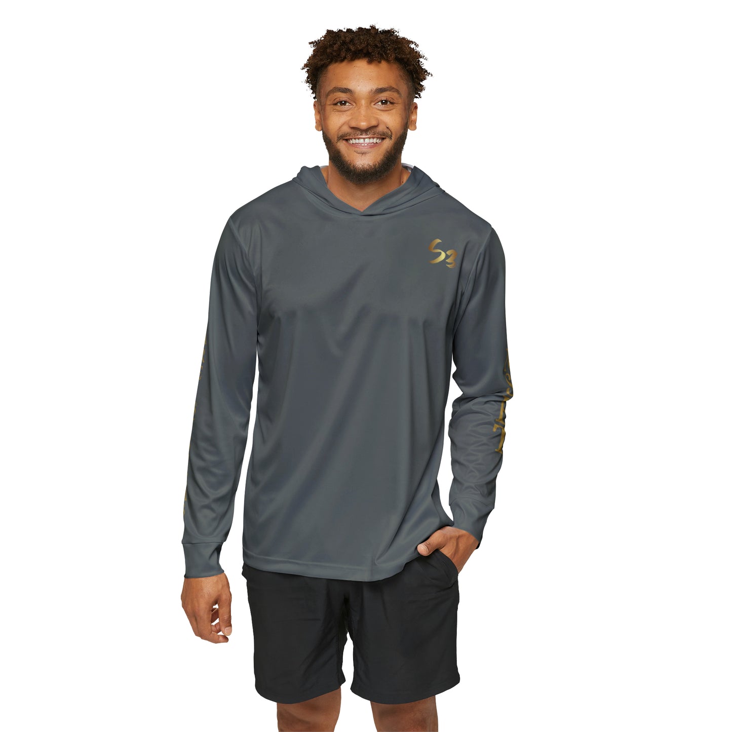 Grey Men's Sports Warmup Hoodie (AOP)