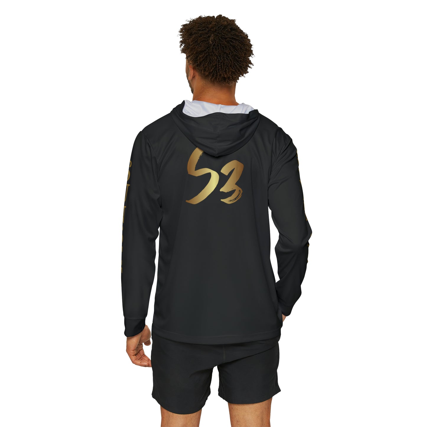 Black Men's Sports Warmup Hoodie (AOP)