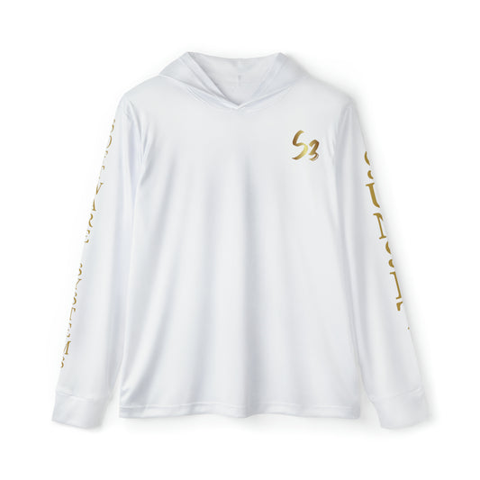 White Men's Sports Warmup Hoodie (AOP)