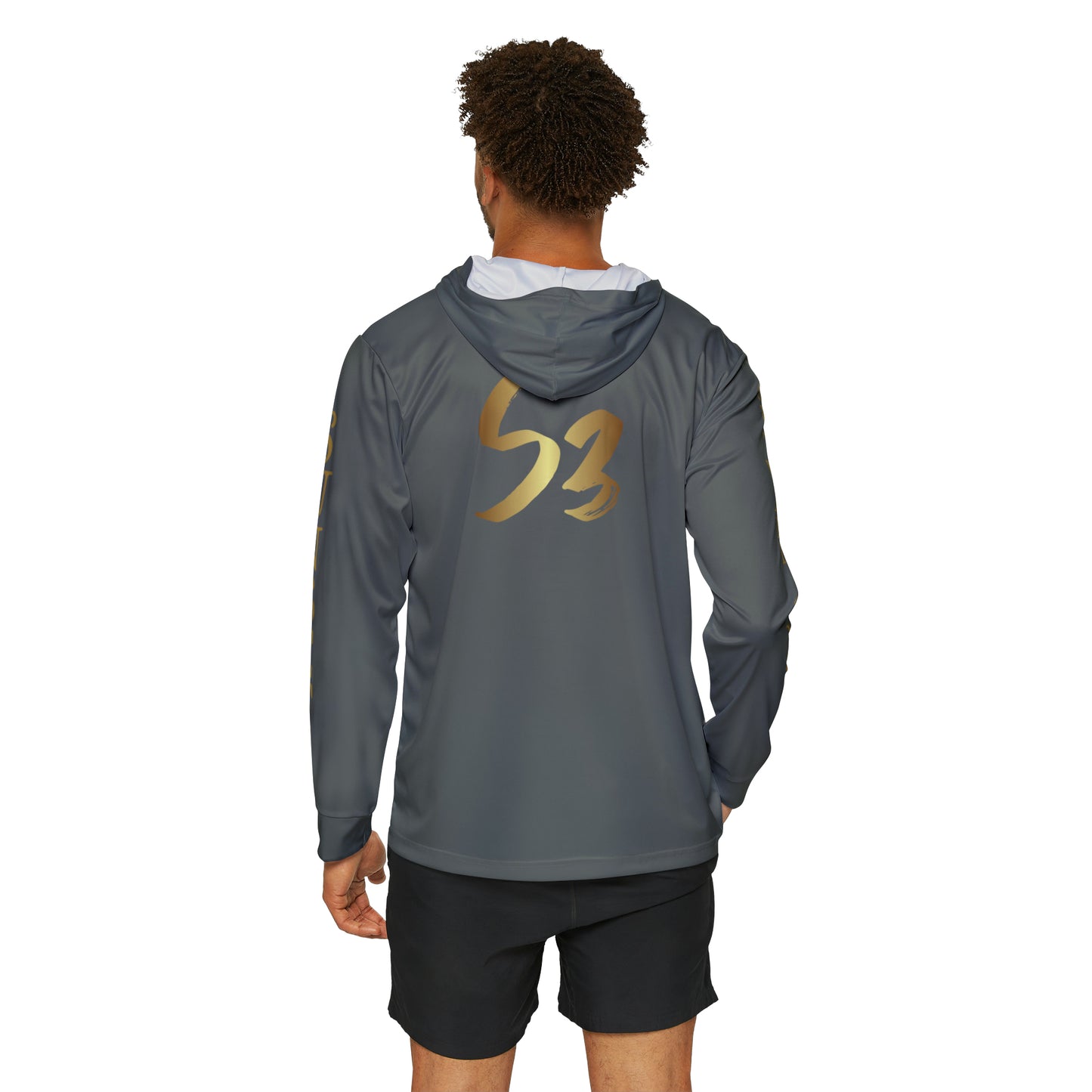 Grey Men's Sports Warmup Hoodie (AOP)